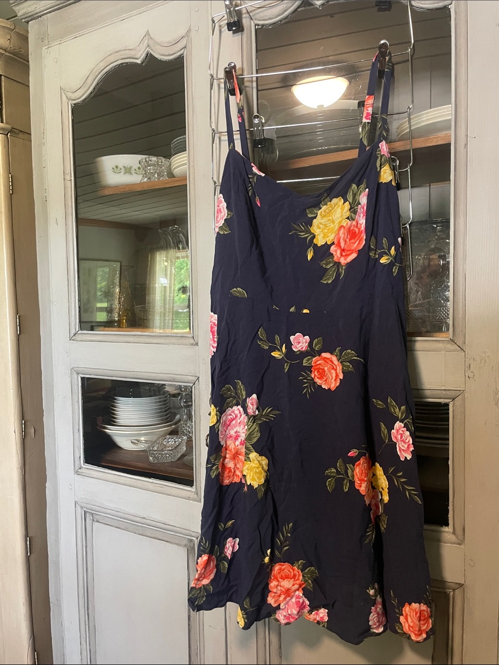 Old Navy Navy Floral Slip Mini Dress with Pink & Yellow Blooms
